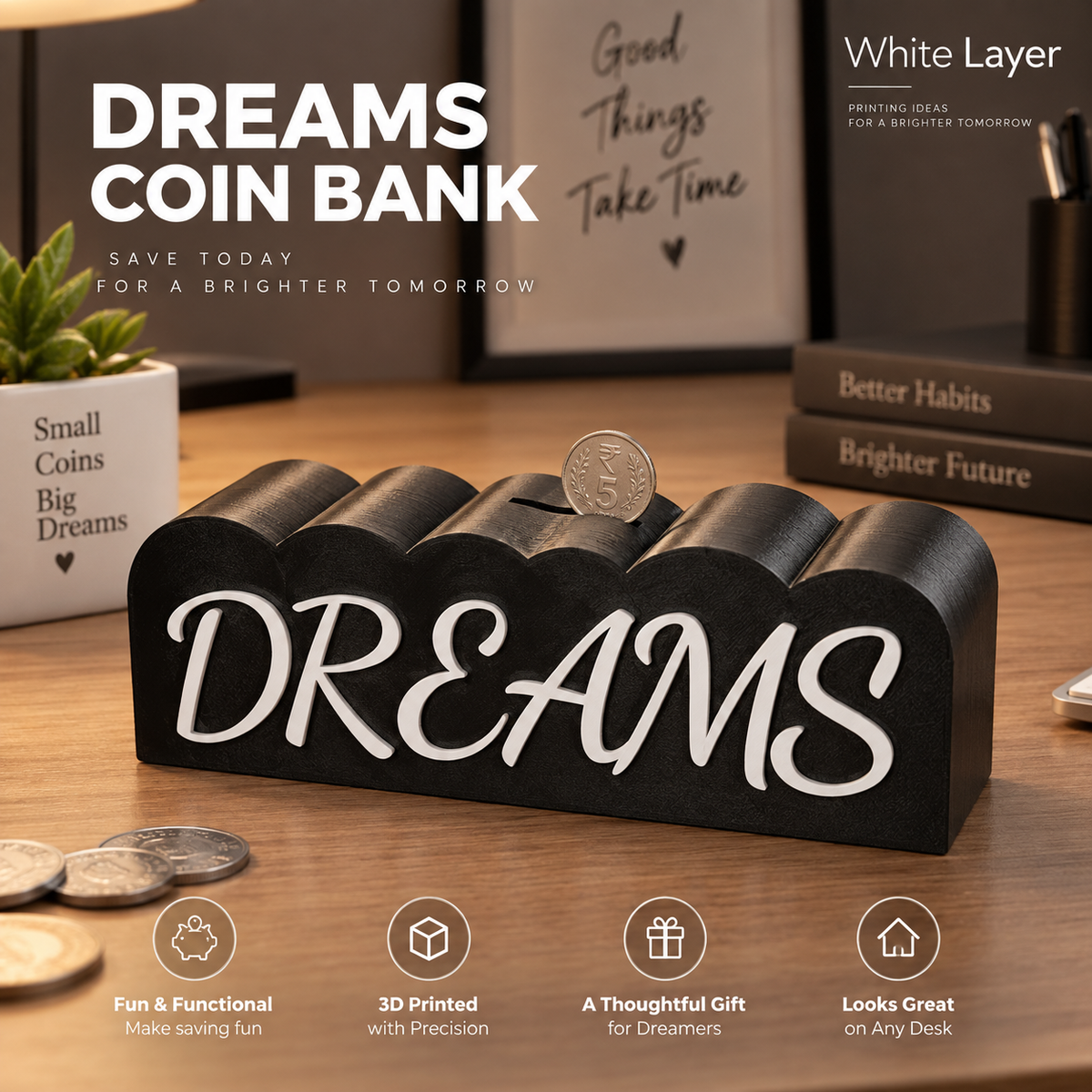 💭 Customizable — 3D Printed Coin Bank