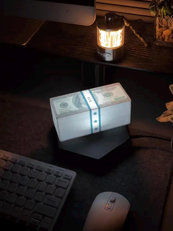 Levitating Money Stack Lamp – Magnetic Floating RGB Ambient LED Light